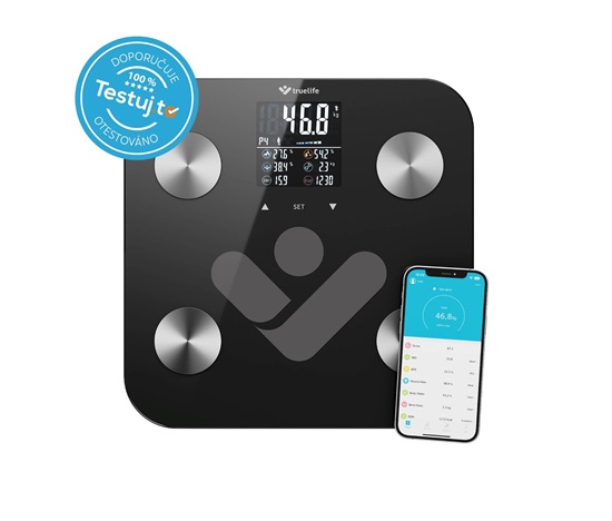 TrueLife FitScale W6 BT - Bioelektrická impedanční bluetooth váha - černá - Poškozený obal (Komplet)