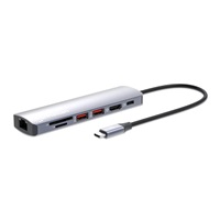 MANHATTAN Dokovací stanice USB-C 7v1, 1xHDMI, 1xUSB-C, 2xUSB, 1xRJ45, čtečka SD karet, šedá