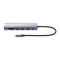 MANHATTAN Dokovací stanice USB-C 7v1, HDMI, USB-C PD 100W, 2xUSB-A 3.1, SD/microSD, RJ45