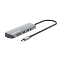 MANHATTAN Dokovací stanice USB-C 9v1, 1xHDMI, 2xUSB-C, 3xUSB, 1xRJ45, čtečka SD karet, šedá