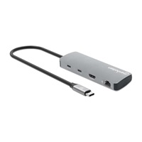 MANHATTAN Dokovací stanice USB-C 9v1, 1xHDMI, 2xUSB-C, 3xUSB, 1xRJ45, čtečka SD karet, šedá