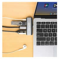 MANHATTAN Dokovací stanice USB-C 4v1, 1xHDMI, 1xUSB-C, 1xUSB, 1x3.5mm, šedá