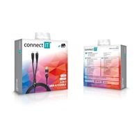 CONNECT IT Nabíjecí kabel Wirez 4v1, USB-C/USB, Lightning/USB-C, 1.25m, černá