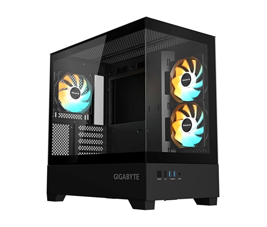 GIGABYTE case GB-C201P, Mid tower, 2xUSB 3.0, 3x 120mm ARGB Fan, černá