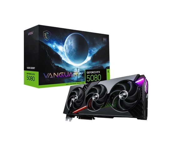 MSI VGA NVIDIA GeForce RTX 5080 16G VANGUARD SOC, RTX 5080, 16GB GDDR7, 3xDP, 1xHDMI
