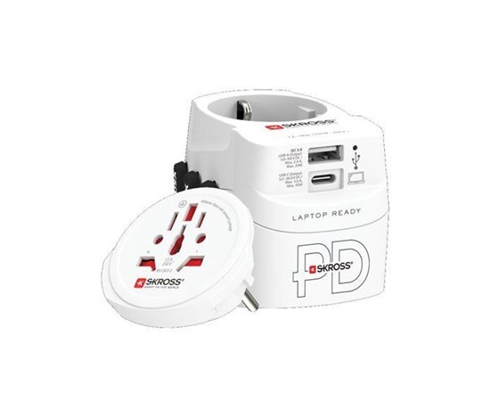 SKROSS cestovní adaptér PRO Light USB AC45PD - World, UK+USA+AUS/CN, univerzální, uzemněný, USB A+C 45W