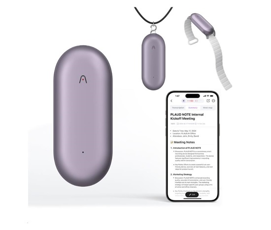 PLAUD Note Pin Purple - AI hlasový záznamník (2025)