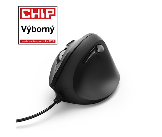 BAZAR - Hama vertikální ergonomická kabelová myš EMC-500, 6 tlačítek, černá (poškodený obal )