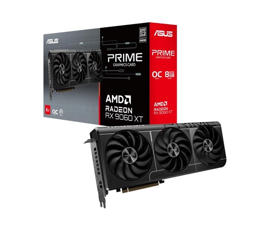 ASUS VGA AMD Radeon RX 9060 XT PRIME OC 8GB, RX 9060 XT, 8GB GDDR6, 2xDP, 1xHDMI