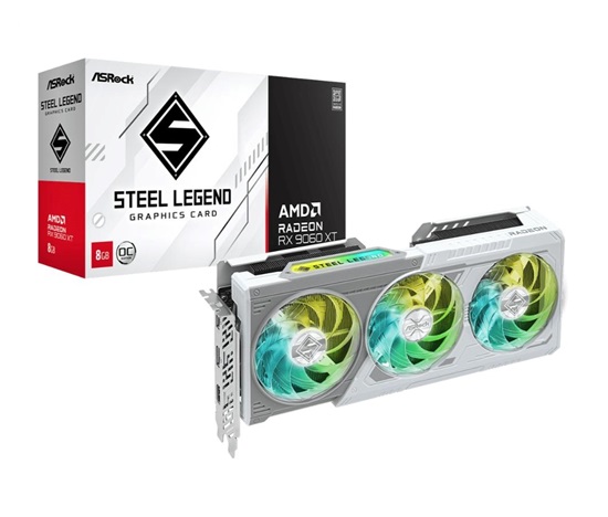 ASRock VGA AMD Radeon RX 9060 XT Steel Legend 8GB OC, RX 9060 XT, 8GB GDDR6, 2xDP, 1xHDMI