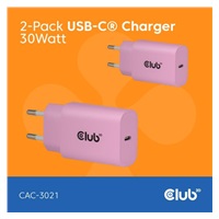 Club3D Nabíječka, USB-C, Power Delivery 15V/2A, 2-pack, růžová
