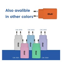 Club3D Nabíječka, USB-C, Power Delivery 15V/2A, 2-pack, oranžová