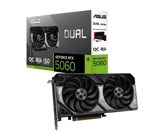 ASUS VGA NVIDIA GeForce RTX 5060 DUAL OC 8G, 8GB GDDR7, 3xDP, 1xHDMI