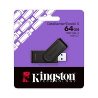 Kingston Flash Disk 64GB USB3.2 Gen 1 DataTraveler Exodia S (Black)