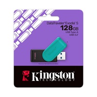 Kingston Flash Disk 128GB USB3.2 Gen 1 DataTraveler Exodia S (Black + Turquoise)