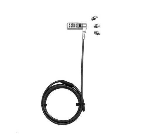 BAZAR - DICOTA Universal Security Cable Lock, 3 Exchangeable heads fits all slots, combination - Rozbaleno (Komplet)