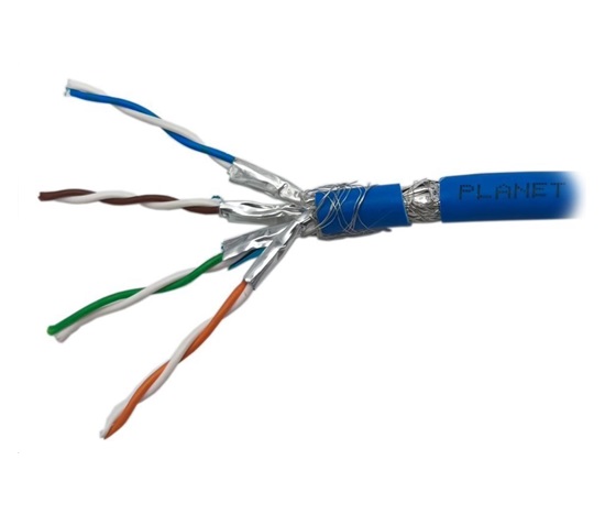 FTP kabel PlanetElite, Cat6A, drát, 4pár LS0H, Dca, modrý, 100m