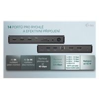 BAZAR - i-tec Thunderbolt4 2x Display Docking Station Gen3, 7x USB, 2.5 GLAN, PowerDelivery 92 W - Po opravě (Komplet)