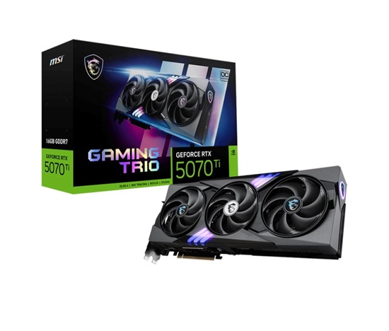 MSI VGA NVIDIA GeForce RTX 5070 Ti 16G GAMING TRIO OC, RTX 5070 Ti, 16GB GDDR7, 3xDP, 1xHDMI