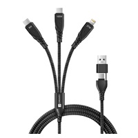 CONNECT IT Nabíjecí kabel Wirez 6v1, USB-C/USB, Lightning + 2x USB-C, 1.25m, černá