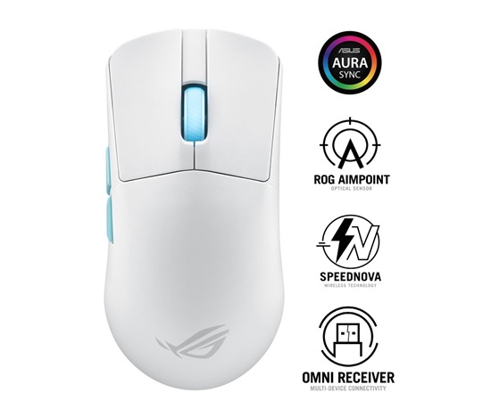 BAZAR ASUS myš ROG Harpe Ace Aim Lab Edition, Bluetooth, bílá (ROZBALENO, PLNÁ ZÁRUKA)