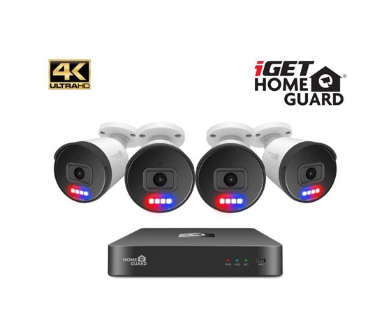 BAZAR iGET HOMEGUARD HGNVK88504 - PoE 4K UltraHD NVR CCTV 8CH + 4x kamera - poškozený obal