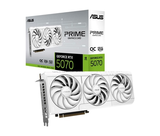 ASUS VGA NVIDIA GeForce RTX 5070 PRIME 12GB OC WHITE, 12GB GDDR7, 3xDP, 1xHDMI