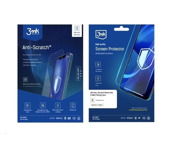 3mk All-Safe - AIO fólie Anti-Scratch Dry & Wet Fitting v2.0 Phone, 5 ks