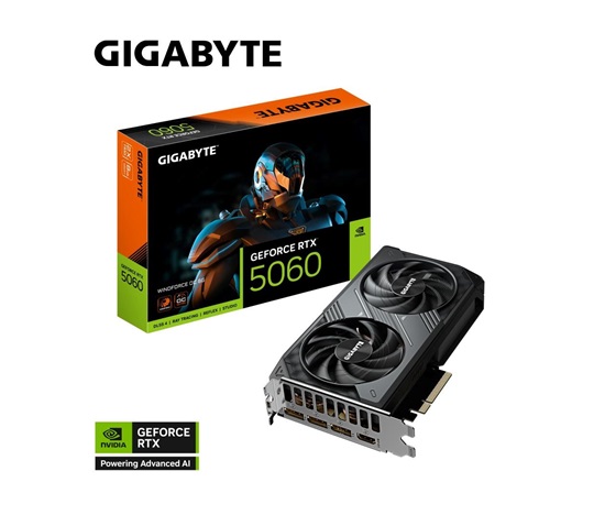 GIGABYTE VGA NVIDIA GeForce RTX 5060 WINDFORCE OC 8G, 8G GDDR7, 3xDP, 1xHDMI