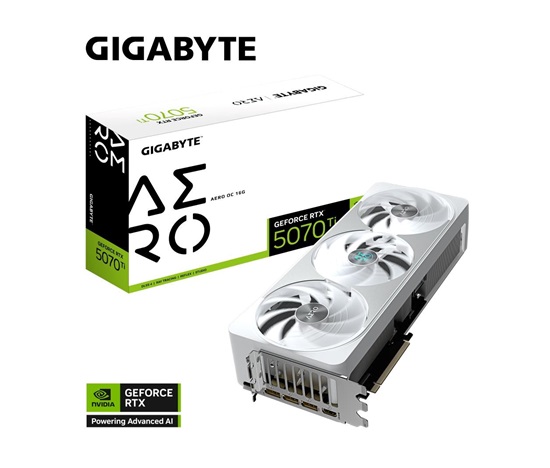 BAZAR - GIGABYTE VGA NVIDIA GeForce RTX 5070 Ti AERO OC 16G, 16G GDDR7, 3xDP, 1xHDMI - Po opravě (Komplet)