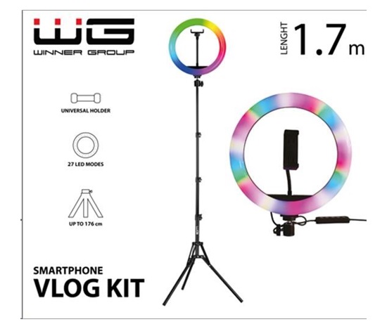 WG - Vlog Kit s RGB a tripodem 1,7m /  základní sada pro natáčení video blogů