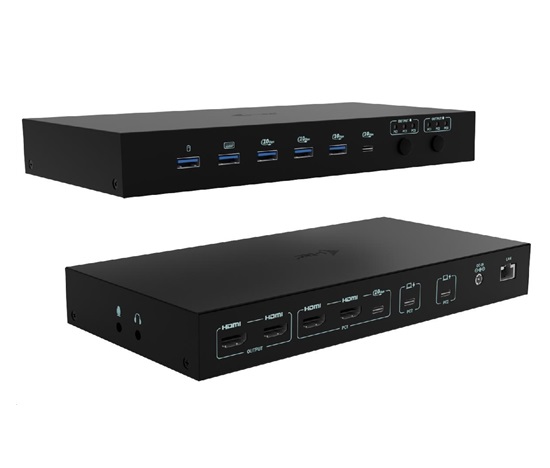 i-tec USB-C KVM Docking station for 3 Hosts, Dual Display, Power Delivery 1x 92W/2x 65W