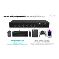 i-tec USB-C KVM Docking station for 3 Hosts, Dual Display, Power Delivery 1x 92W/2x 65W