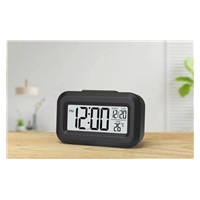 WG - Budík s vnitřním teploměrem WG DigiTherm Alarm, černá