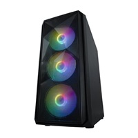 VeinX case ME19A Mid Tower, bez zdroje, 1x USB3.0, 1x USB2.0, 4x 120mm ARGB Fan, 1x ARGB Controller, černá