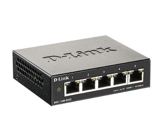BAZAR - D-Link DGS-1100-05V2 5-port Gigabit Smart Managed switch, fanless - Poškozený obal (Komplet)