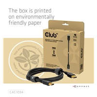 Club3D Kabel DisplayPort 2.1 na DisplayPort 2.1, VESA DP80, 8K240Hz/10K60Hz (M/M), 2m, černá