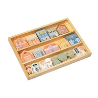 Dřevěné kostky město - domy, postavičky a další doplňky