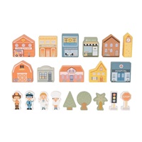 Dřevěné kostky město - domy, postavičky a další doplňky