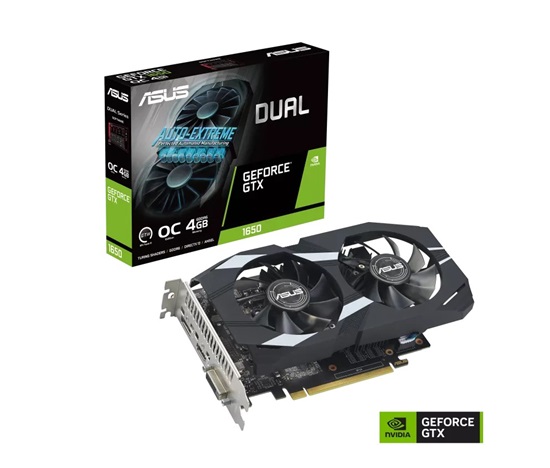BAZAR - ASUS VGA NVIDIA GeForce GTX 1650 DUAL OC EVO 4G, 4G GDDR6, 1xDP, 1xHDMI, 1xDVI - Po opravě (Bez příslušenství)