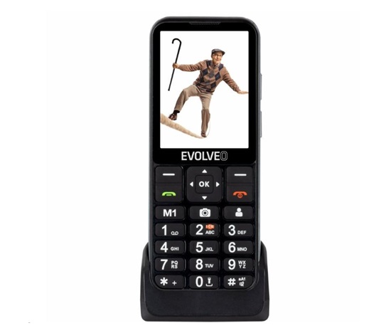 BAZAR - EVOLVEO EasyPhone LT, mobilní telefon pro seniory s nabíjecím stojánkem, černá - Poškozený obal (Komplet)