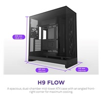 NZXT skříň H9 Flow dvoukomorová ATX / 4x140mm fan / až 10xfan / perforovaný top / proskl. bočnice, front / černá