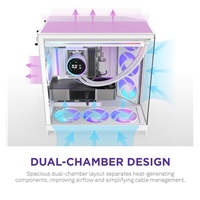 NZXT skříň H9 Flow ARGB dvoukomorová ATX / 3xRGB 140 mm / 1x 120mm fan / prosklená / bílá
