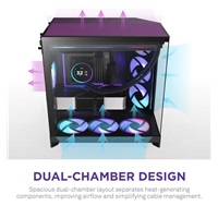 NZXT skříň H9 Flow ARGB+ dvoukomorová ATX / 6xRGB 140 mm / 1x 120mm fan / prosklená / controller / černá