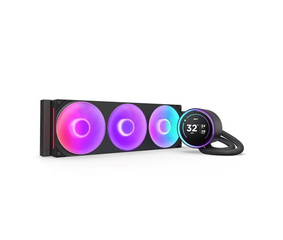 NZXT vodní chladič Kraken 360 ELITE RGB / 3x120mm RGB fan / 4-pin PWM / LCD disp. / 6 let