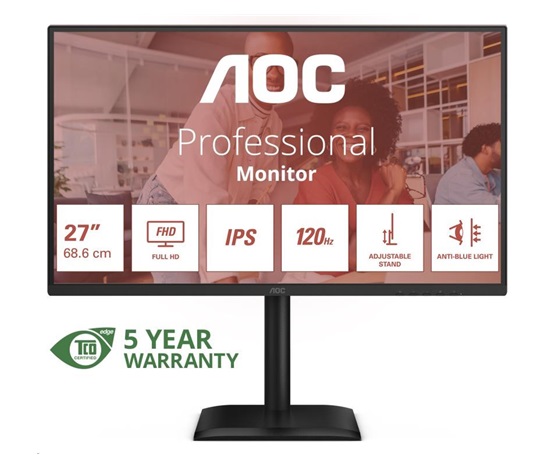AOC MT 27" 27E4U - 1920x1080,IPS,120Hz,1xVGA,1xHDMI,1xDP,USBhub,Repro,Pivot