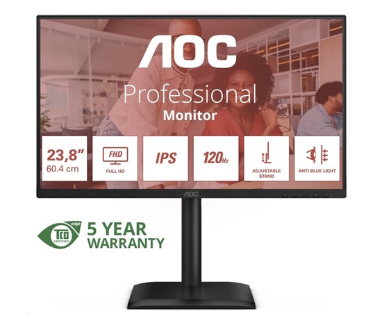 AOC MT 23,8" 24E4U - 1920x1080,IPS,120Hz,1xVGA,1xHDMI,1xDP,USBhub,Repro,Pivot
