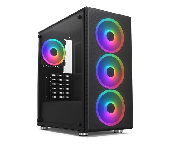 1stCOOL skříň RAINBOW 4, Mid Tower, AU, USB 3.0, 4x 120mm RGB Fan, černá