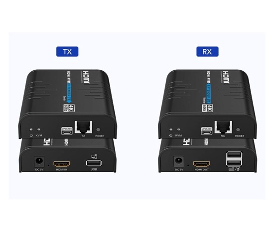 PREMIUMCORD HDMI extender na 120m přes LAN, 4K@60Hz, přes IP, černá