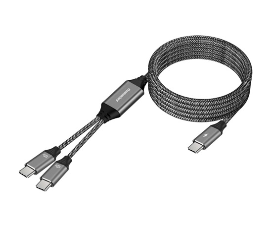 PREMIUMCORD Nabíjecí kabel USB-C, 2xUSB-C na USB-C, 100W, 1m, černá